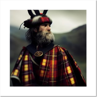 Scottish Highlander in Clan Tartan Posters and Art